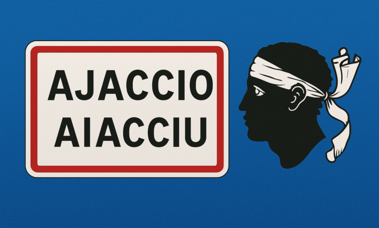 Panneau Ajaccio avec tête de Maure corse