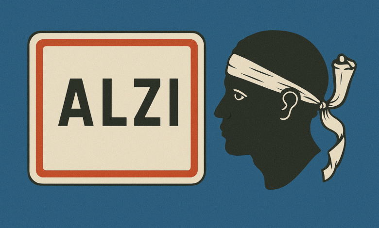 Panneau Alzi avec tête maure corse.