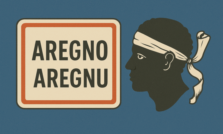 Panneau Aregno avec tête de Maure corse