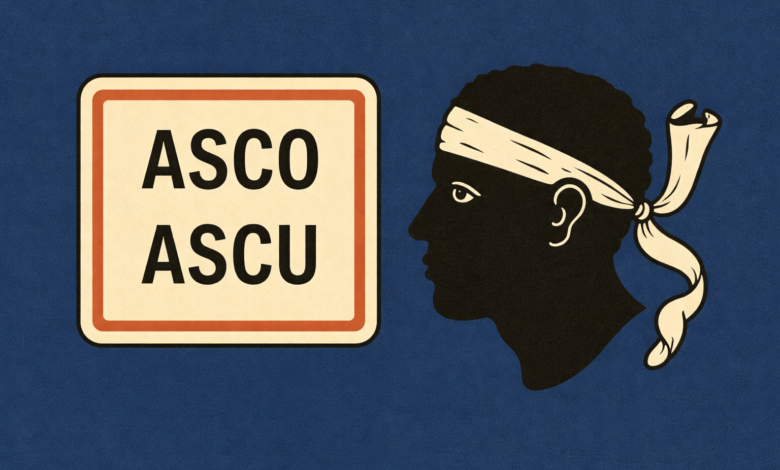 Panneau Asco Ascu avec tête maure corse