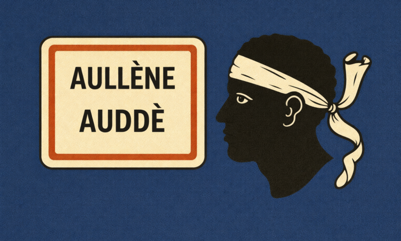 Panneau Aullène Auddè avec tête de Maure corse