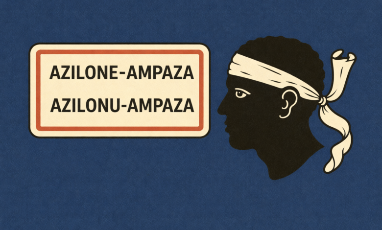 Panneau d’entrée d’Azilone-Ampaza en Corse