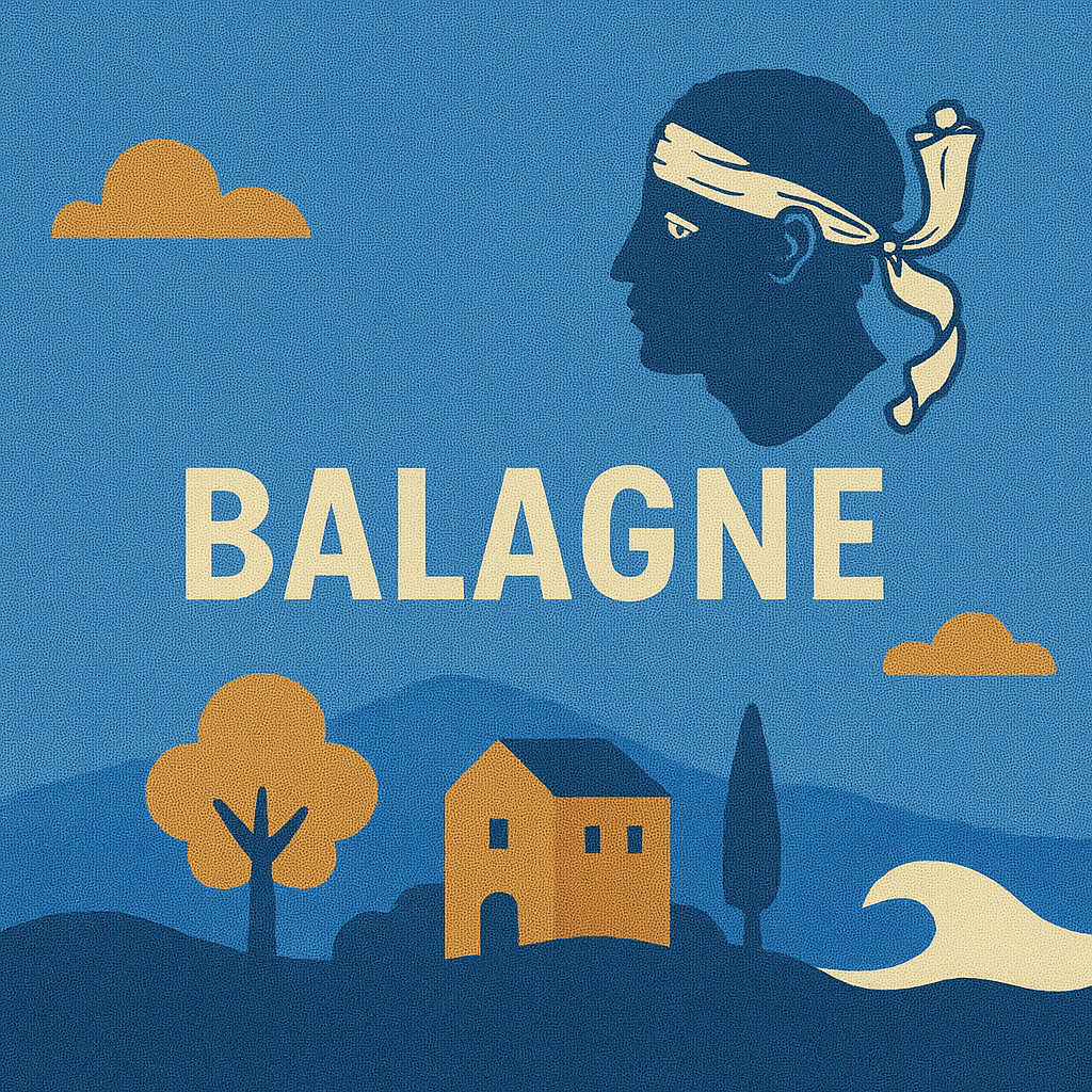 Affiche rétro illustrant la région de Balagne Corse