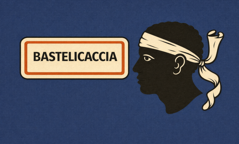 Panneau Bastelicaccia avec tête maure corse.