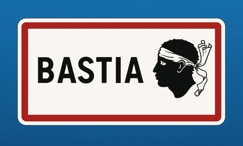 Panneau d’entrée de ville Bastia en Corse
