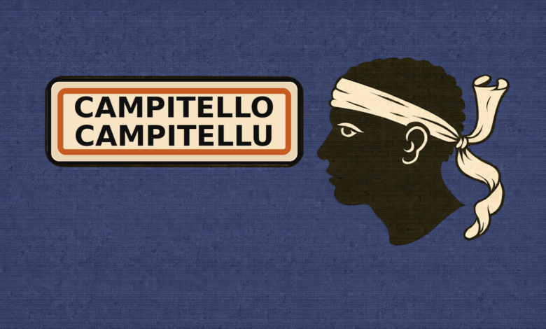 Panneau Campitello avec drapeau corse.