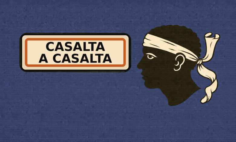 Drapeau corse avec panneau Casalta A Casalta
