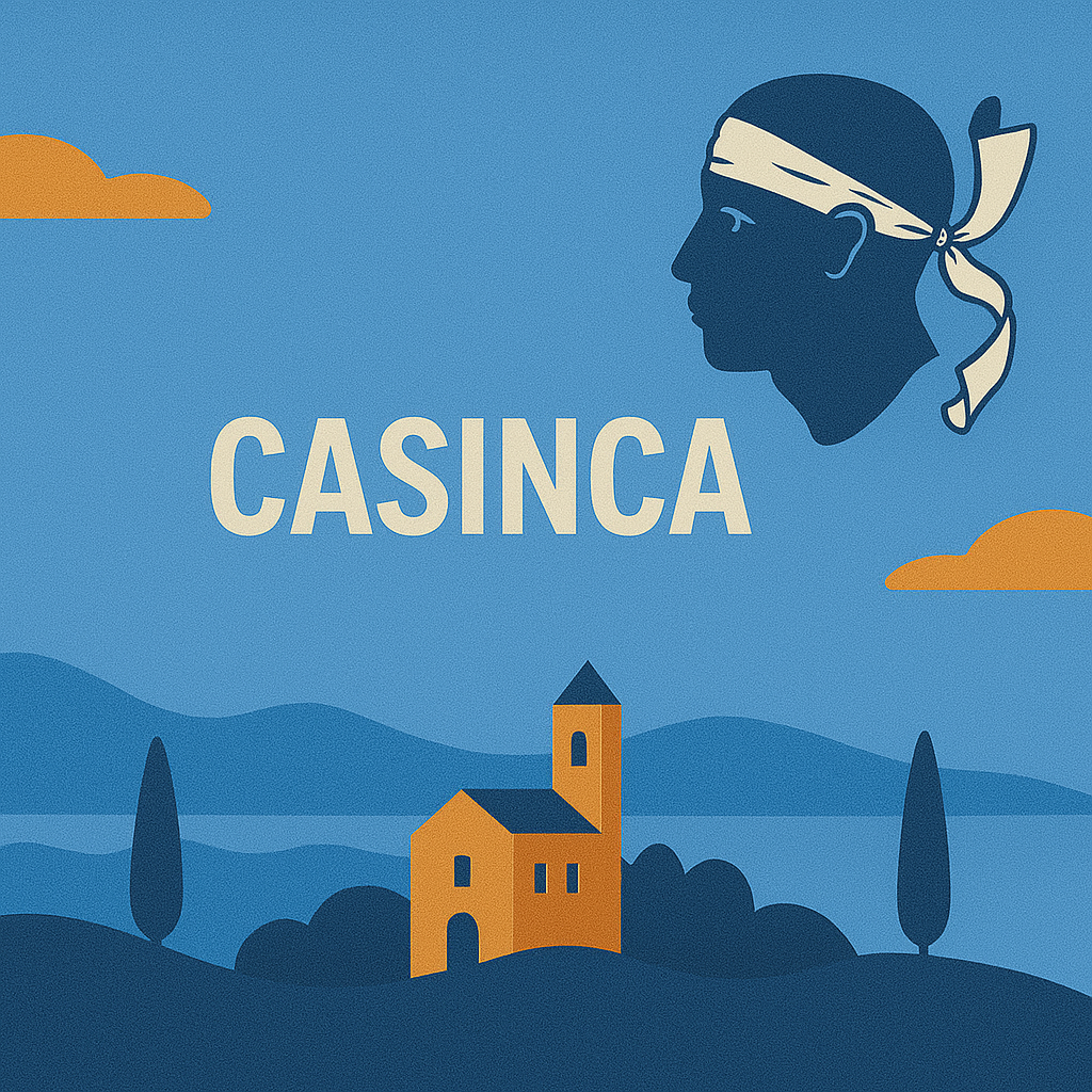 Illustration de Casinca en Corse avec paysage stylisé