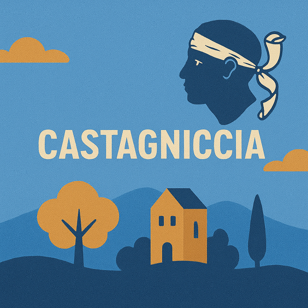 Affiche illustrée de la Castagniccia corse