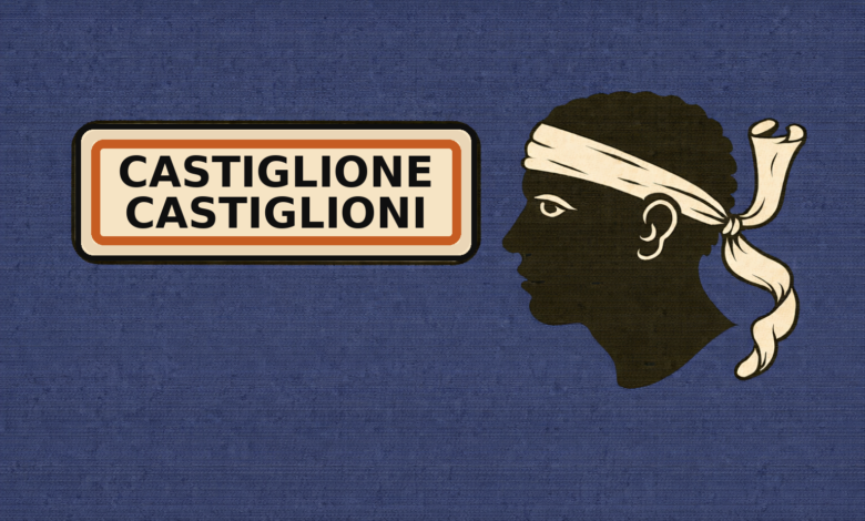 Drapeau corse avec panneau Castiglione Castiglioni