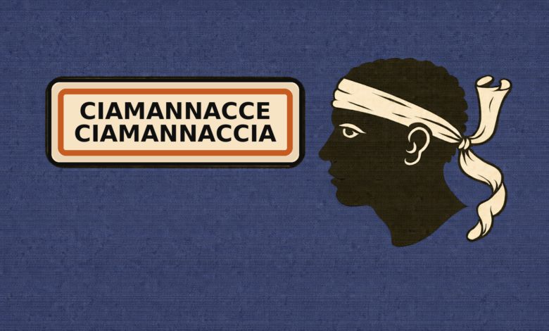 Drapeau corse avec texte Ciammannacce Ciammannaccia