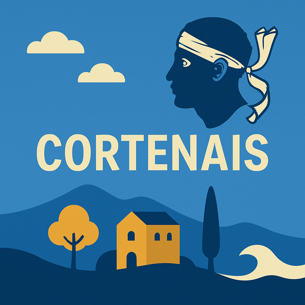 Affiche illustrée représentant la région du Cortenais