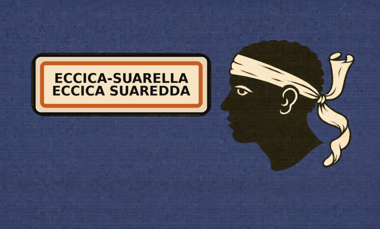 Panneau d’Eccica-Suarella avec drapeau corse