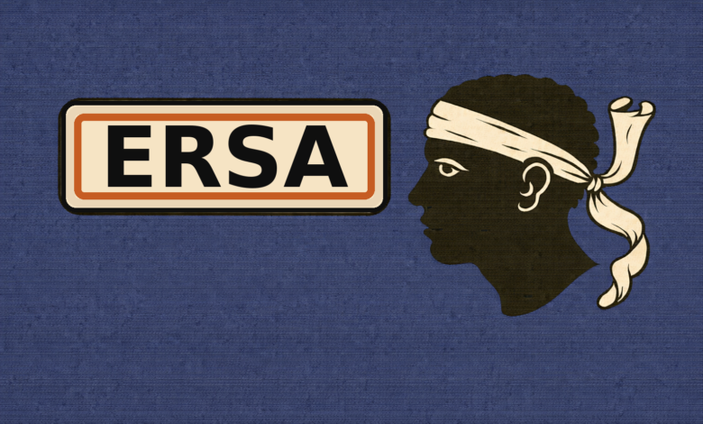 Panneau Ersa avec drapeau corse en fond