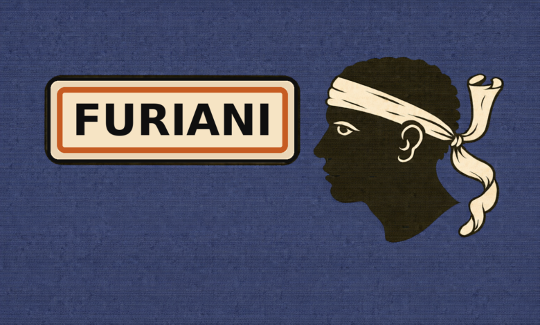 Panneau Furiani et drapeau corse