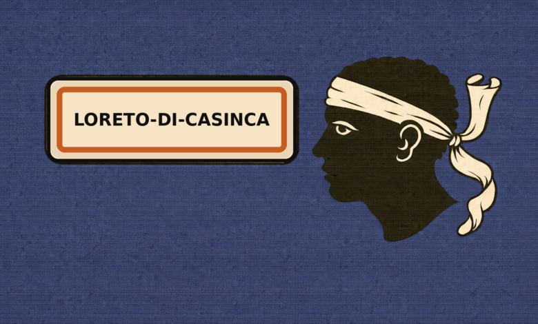 Drapeau corse avec nom Loreto-di-Casinca