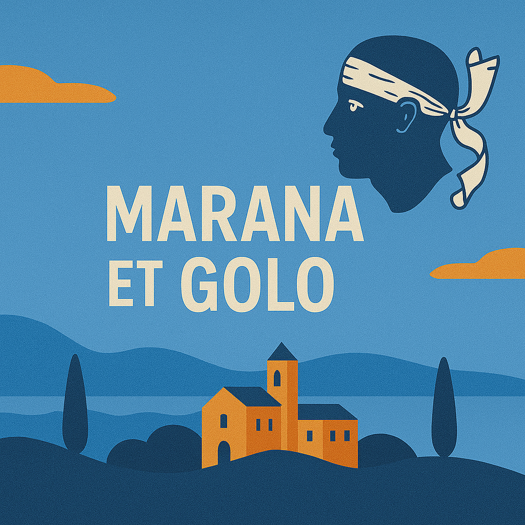 Affiche Marana et Golo avec paysage corse.