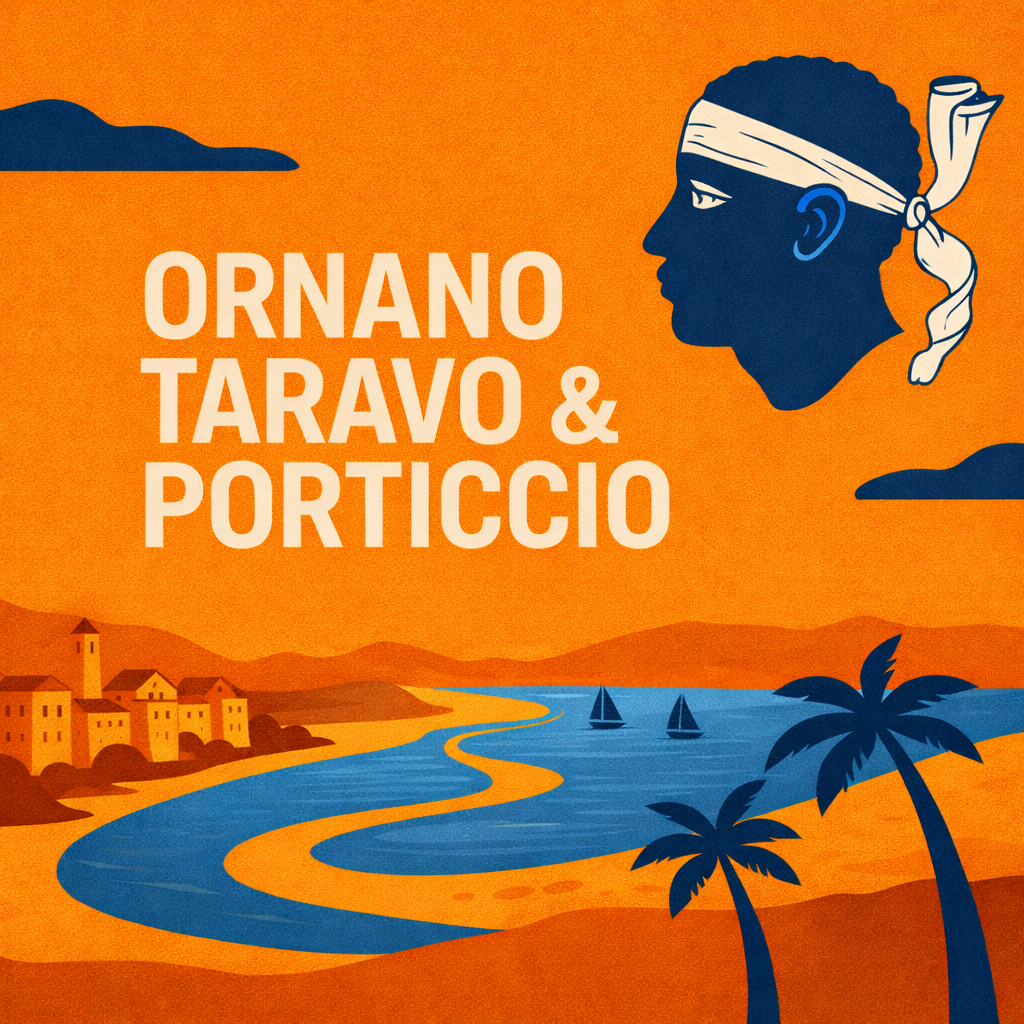 Affiche touristique Corse Ornano Taravo Porticcio